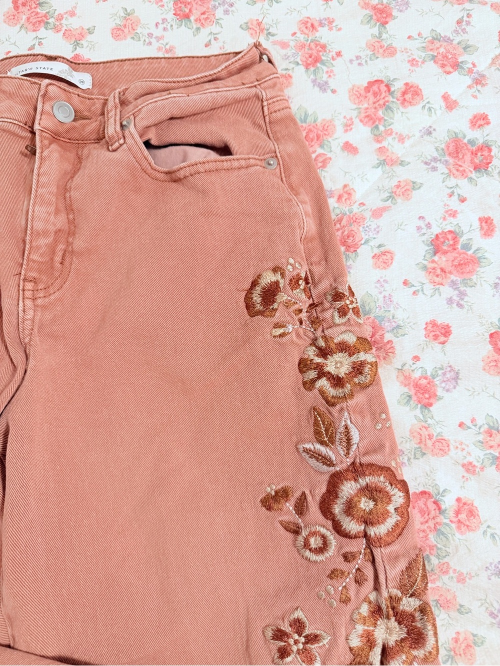 Altar'd State Brown Embroidered Wide-Leg Jeans - Picture 4 of 4